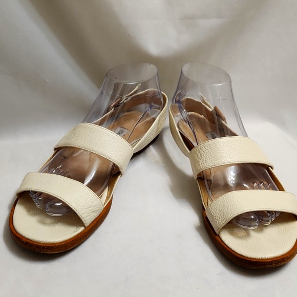 Jimmy Choo London Open Toe Leather Elegant Cream Sandals (w size 39.5) - Picture 7 of 14
